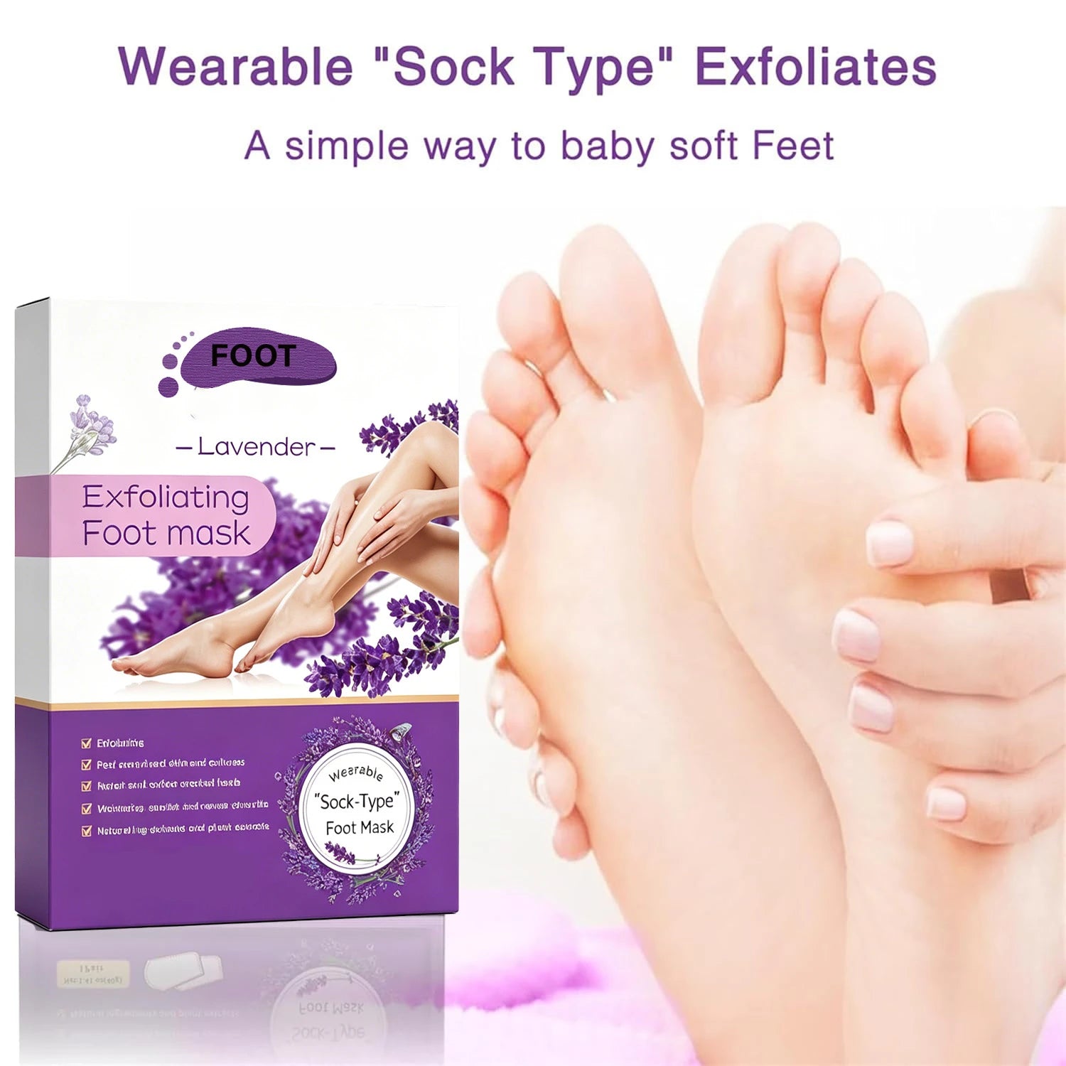 2 Pack Foot Peel Mask Exfoliator Peel Off Calluses Dead Skin Callus Remover Baby Soft Smooth Touch Feet Men Women