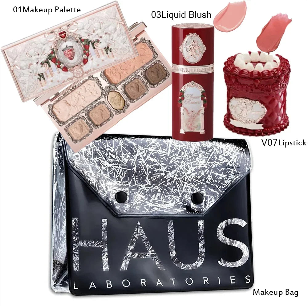 Makeup Flower Knows Set Swan Ballet Series Six Color Eyeshadow Palette Embossed Blusher Shine Lipstick Kit With Bag All In
