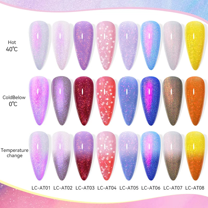 LILYCUTE 7ML Auroras Glitter Thermal Gel Nail Polish Temperature Color Changing Semi Permanent Soak Off Nail Art UV Gel Varnish