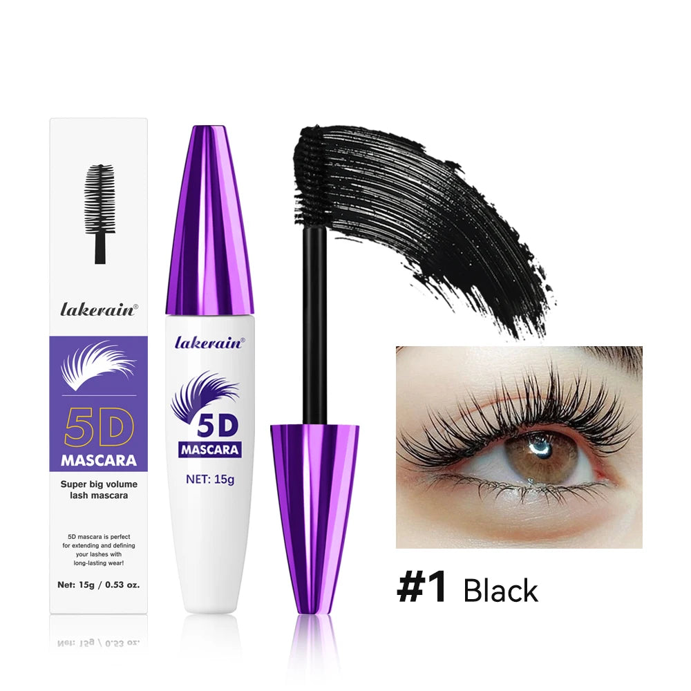 5D Mascara Waterproof Thickening Lengthening Curling Liquid Fiber Mascara Long-Lasting Curling Eyelash Extension Cosmetics