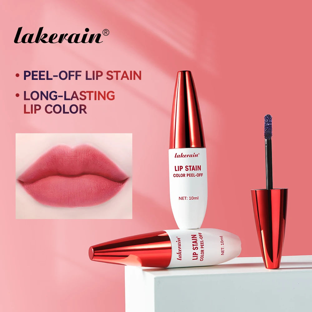 Lakerain Peel-off Lip Gloss Matte Natural Mist Lip Tinted Waterproof Long Lasting Lipstick Makeup Tear Contour Stain Cosmetics
