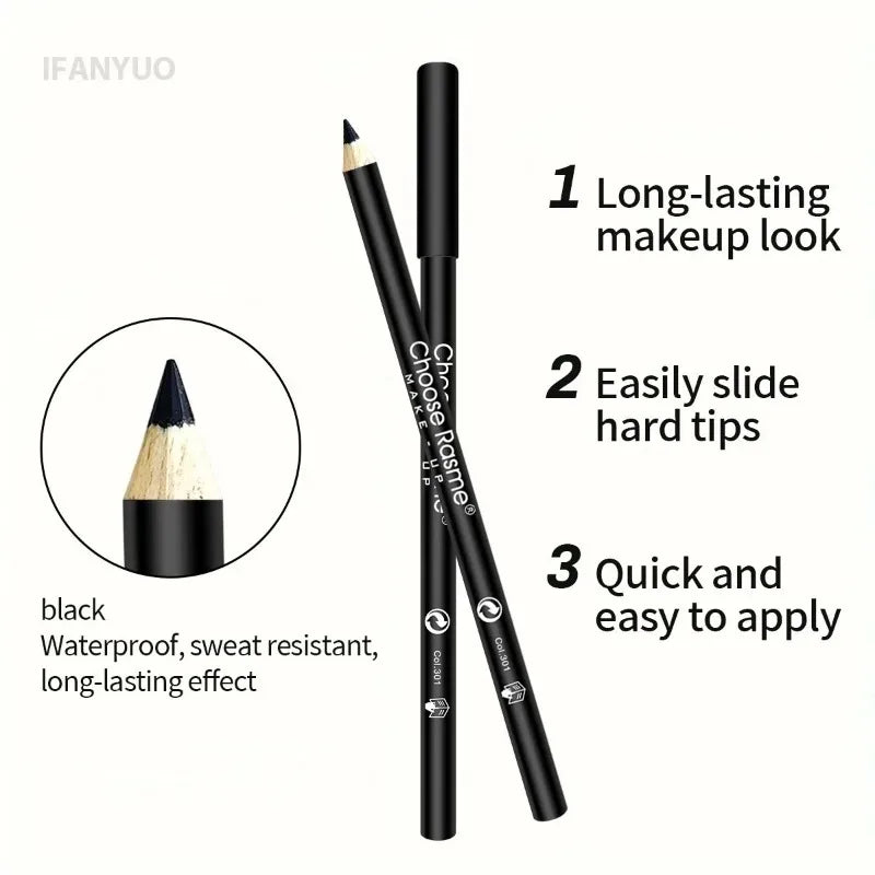 1-20Pcs Waterproof Eyeliner Pencil Long-Lasting High Pigmented Black Wooden Eyeliner Eyebrow Pen Hard Refill Smooth Eyes Makeup