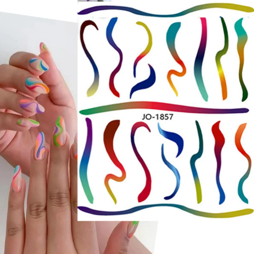 Nail Stickers 3D  Metal Line Sliver Gold Thorns Vine Curve Stripe Lines Tape Swirl Sliders Manicure Adhesive Gel Nail Art Decals