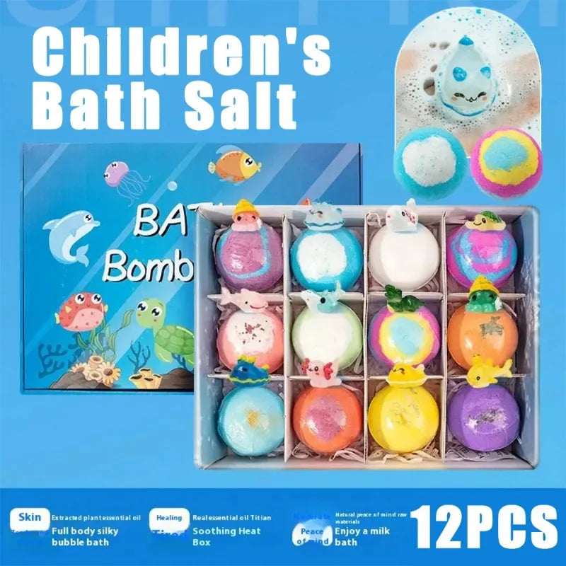 New 12PCS Ocean Toy Bath Salt Balls, Bubble Bath Balls for Adults & Kids, Fun Educational Bath Toys Party Favor Set