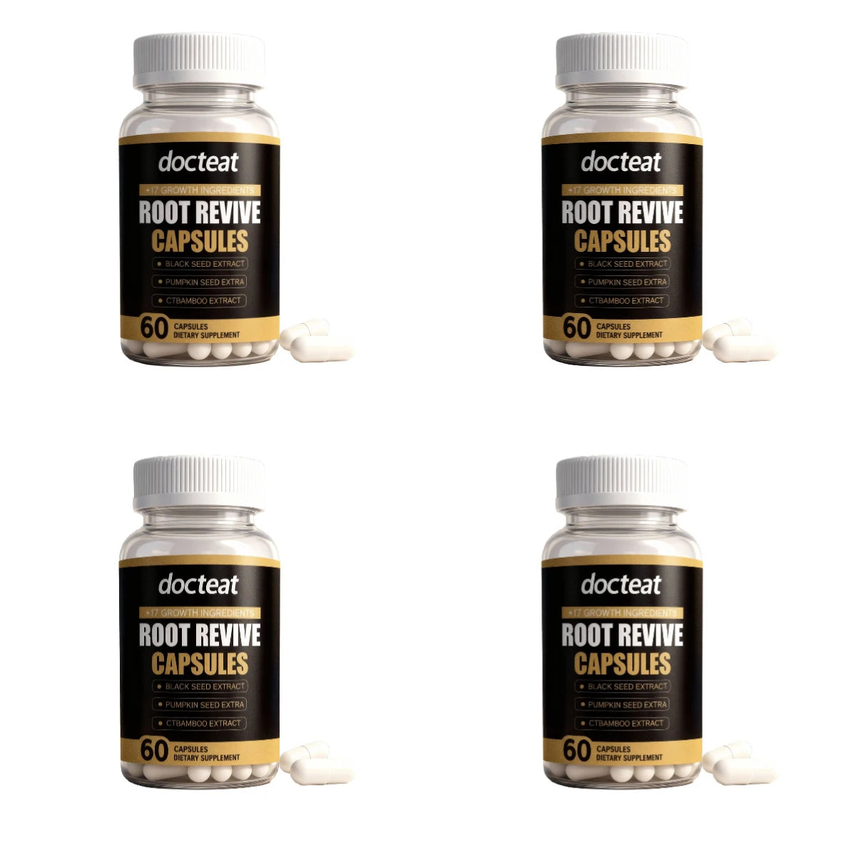 Root Revive Hair Wellness Capsules with Biotin Black Seed Pumpkin Seed Bamboo Supports Healthy Looking Hair Scalp 60 Capsules