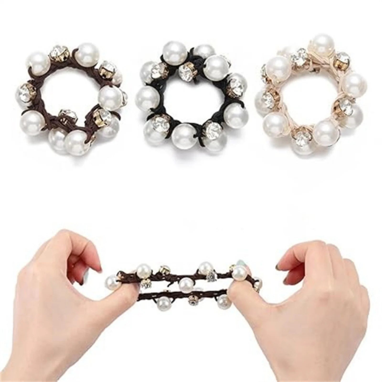 1Pc Pearl - Studded Hair Scrunchies for Women, Sparkling Rhinestone Elastic Hair Bands, Elegant Hair Decor