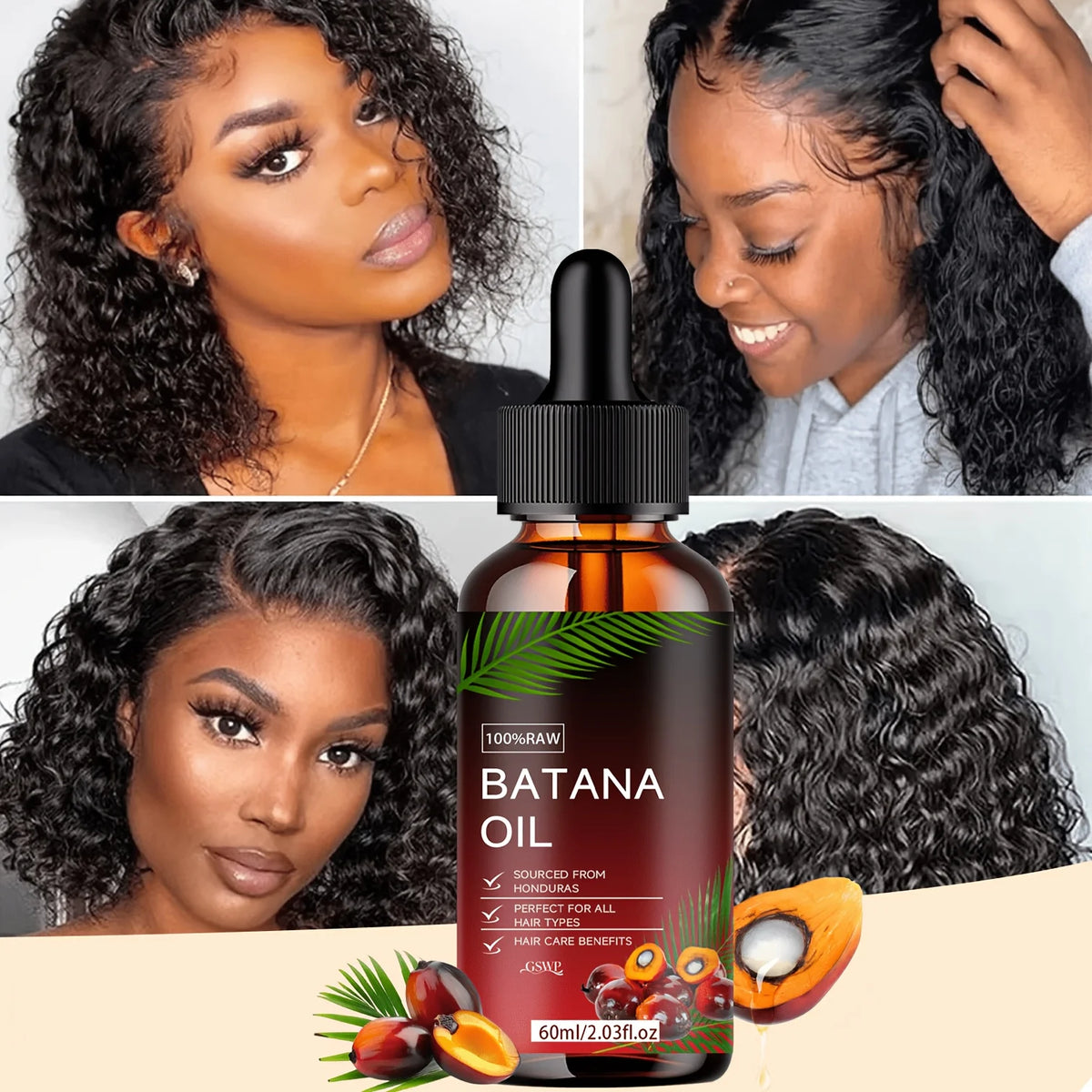 GSWP Batana Oil Hair Oil, Deep Moisturizing, Making It Soft and Shin, Deep Conditioning & Strengthening, Repairing Hair.60/120ml