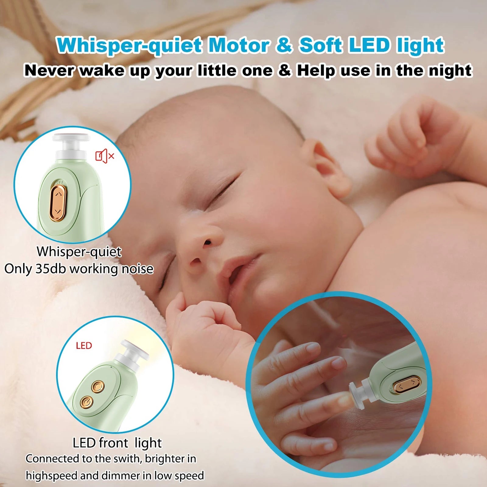 Baby Electric Nail Trimmer Kid Nail Polisher Tool Baby Care Multifunctional Fingernail Cutter Trimmer Infant