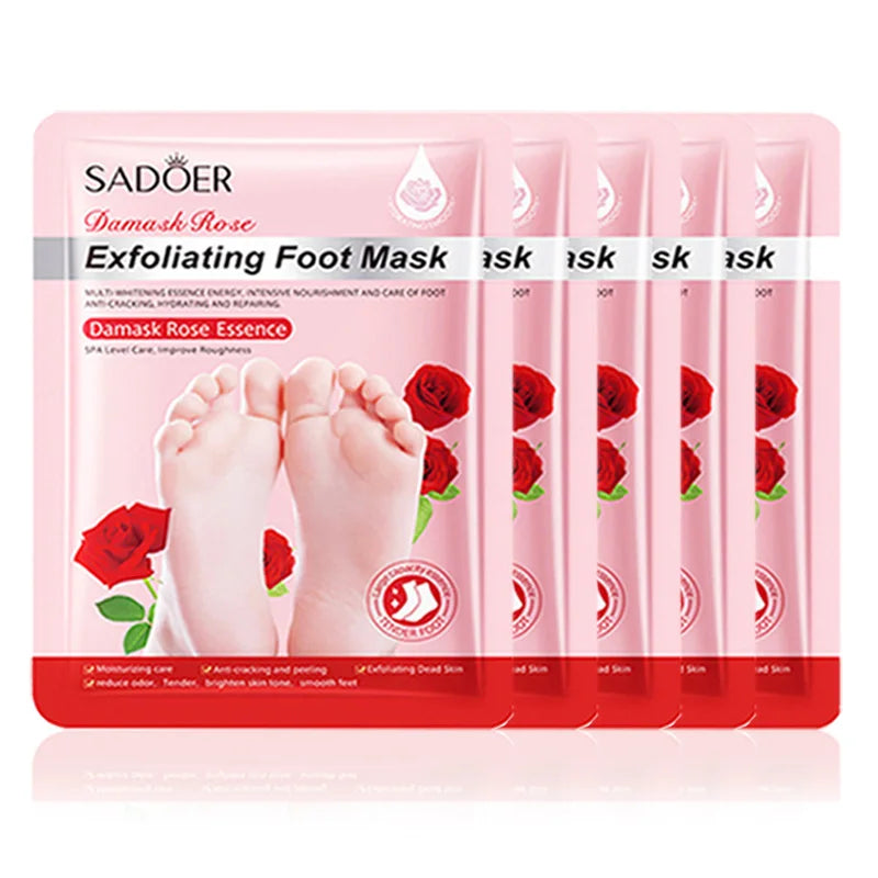5 Pairs SADOER Lavender Foot Mask Moisturizing Foot Peeling Mask Anti-aging Exfoliating Feet Pedicure Exfoliant Feet Skin Care