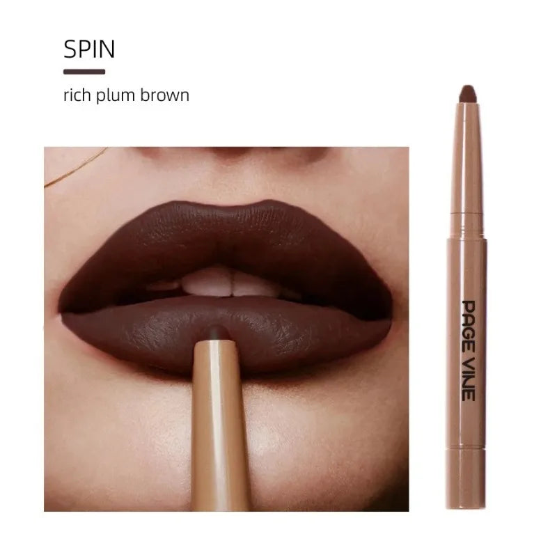 Luxury Matte Lip Liner Long-Lasting Smooth Brown Application for Perfect Outline & Filling, Versatile Shades for All Skin Types