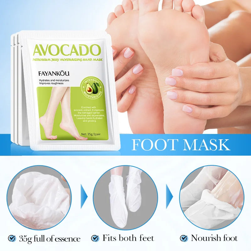5 Pairs Avocado Exfoliating Foot Mask Feet Pedicure Remove Dead Skin Moisturizing Foot Exfoliator Feet Masks Skin Care Products
