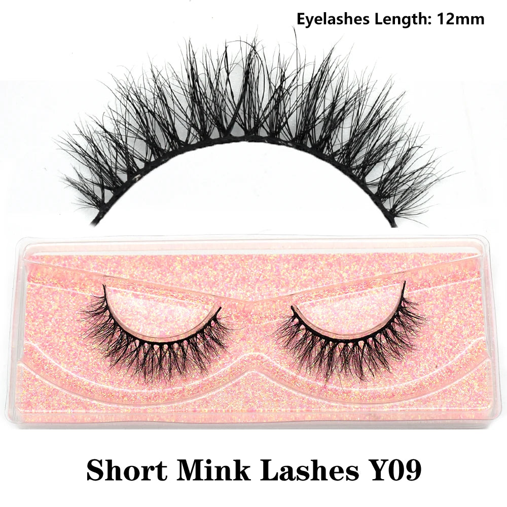 FOXESJI Real Mink Fluffy Short Eye Lashes Extension Wispy Soft Natural Short False Eyelashes Daily Wear Full Strip Lashes Makeup