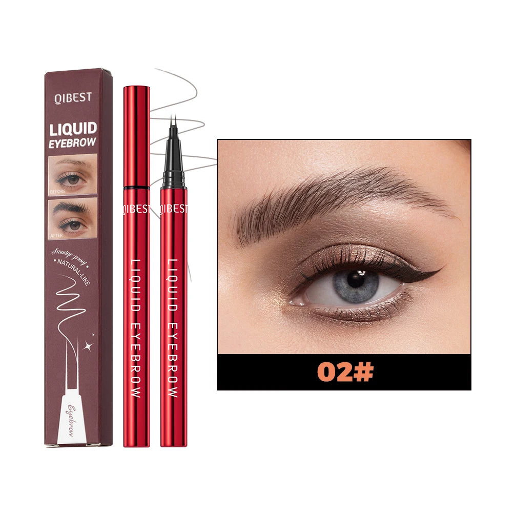 QIBEST 2 Points Eyebrow Pencil Long Lasting Easy To Grip Eyebrow Tattoo Waterproof Thin Liquid Lying Silkworm Brow Pen Cosmetics