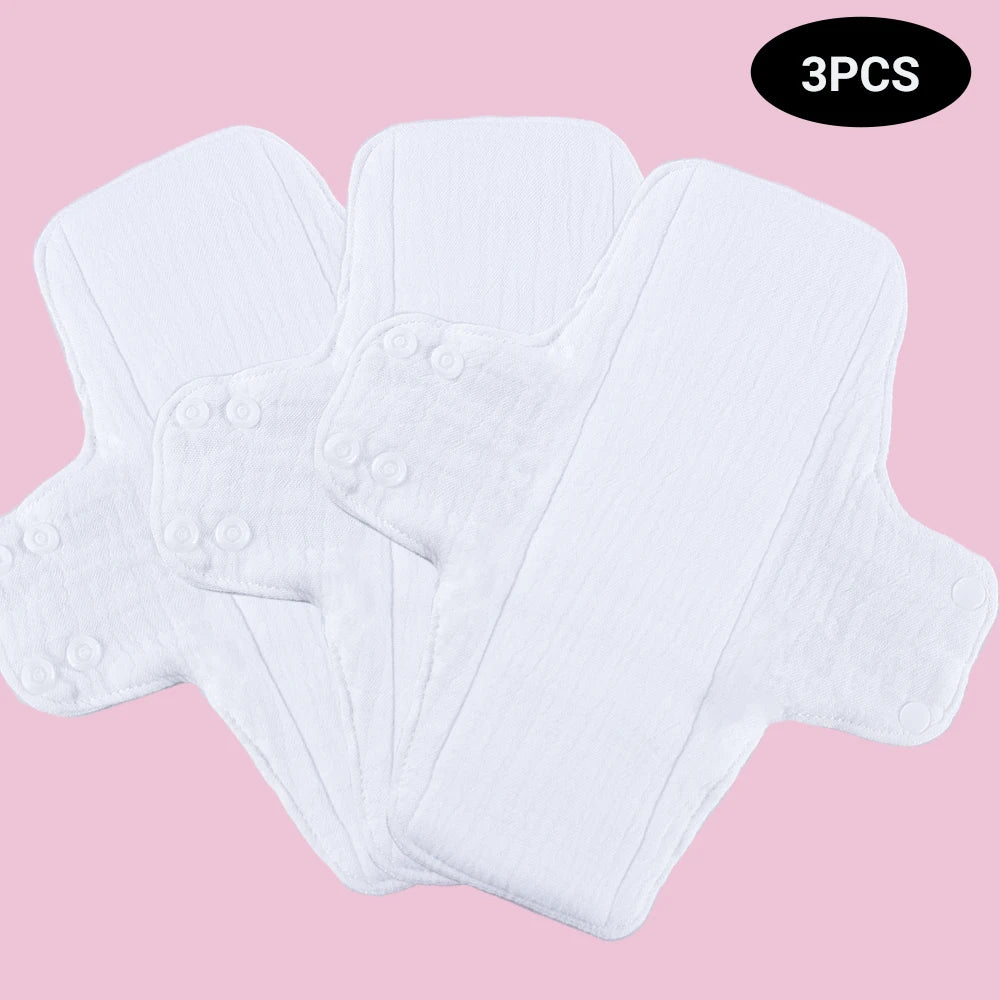 3pcs Cotton Yarn Lining Sanitary Pads Breathable Washable Daily Pads Adjustable Buckle Design Keep It In Place Panty Liners