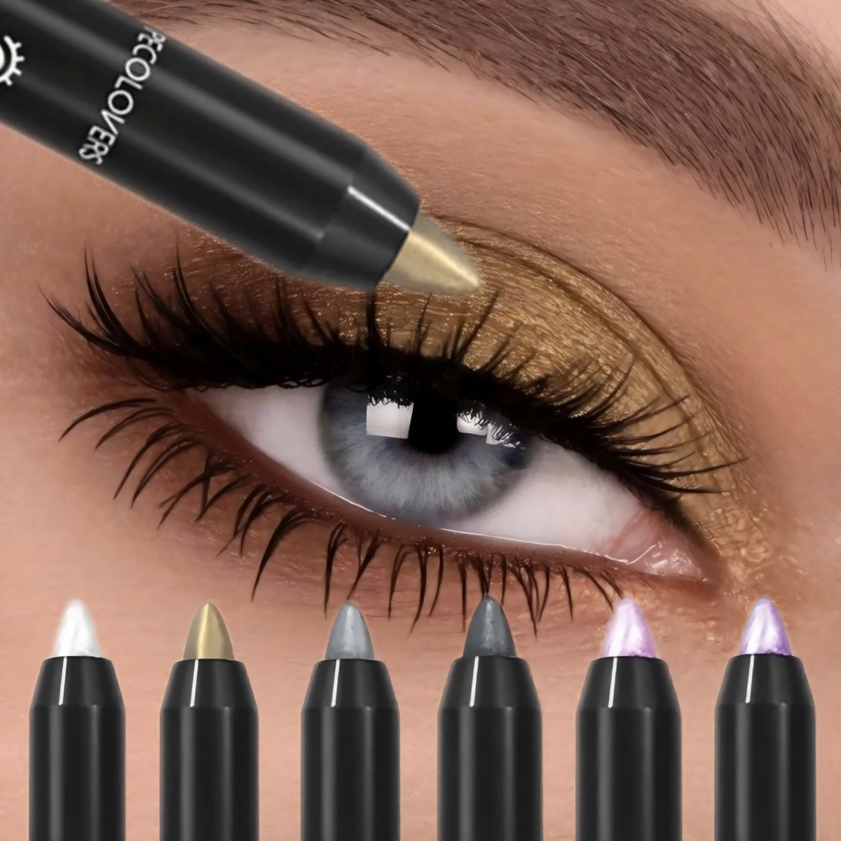Dual-ended Design Shimmer Eyeshadow Stick, Multiple Used Colors, Eyeshadow&lying Silk&face Highlight Pen with Cotton Brush