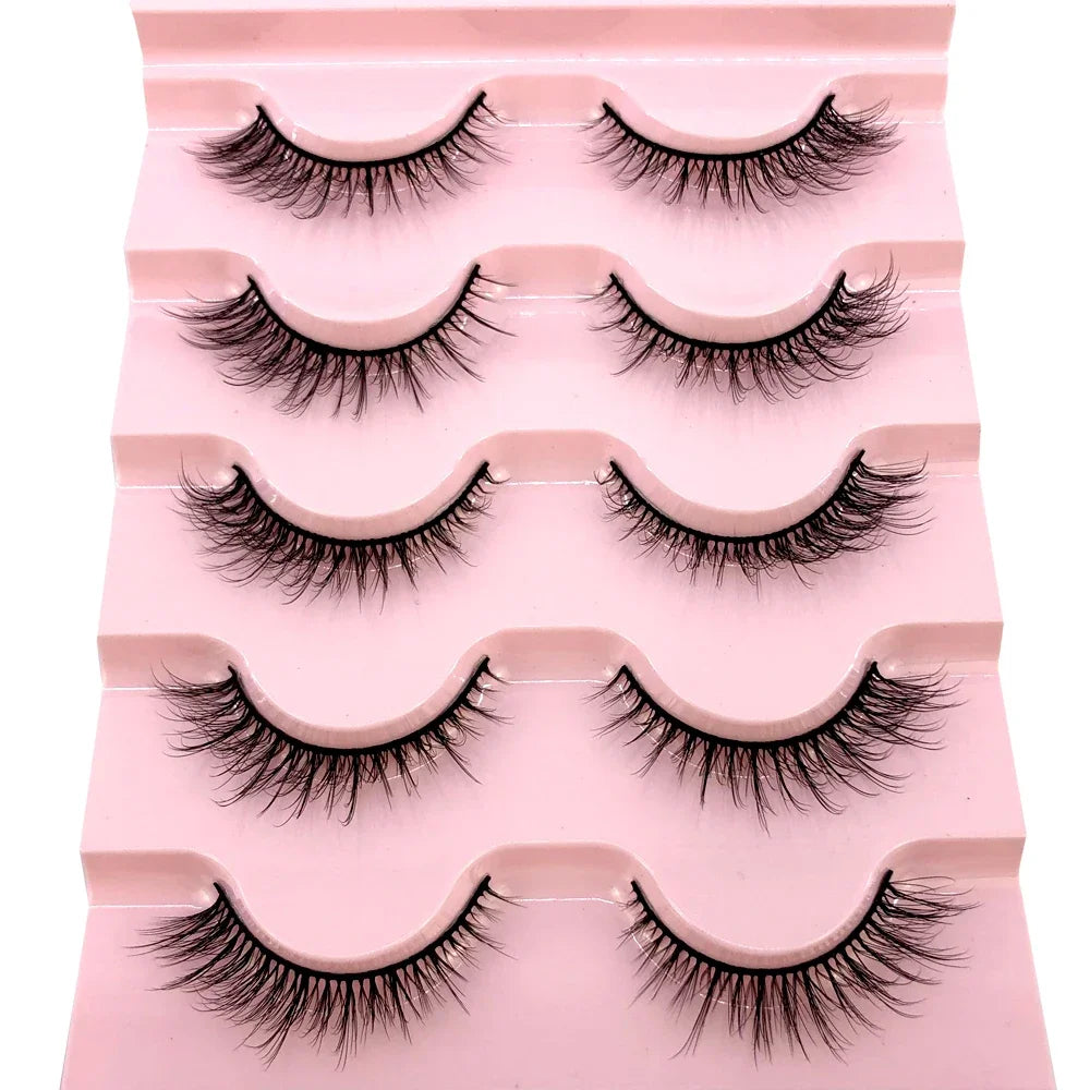 New 5 pairs of handmade mink eyelashes fake eyelashes natural nude makeup simulated cross messy eyes 3D curly eyelashes
