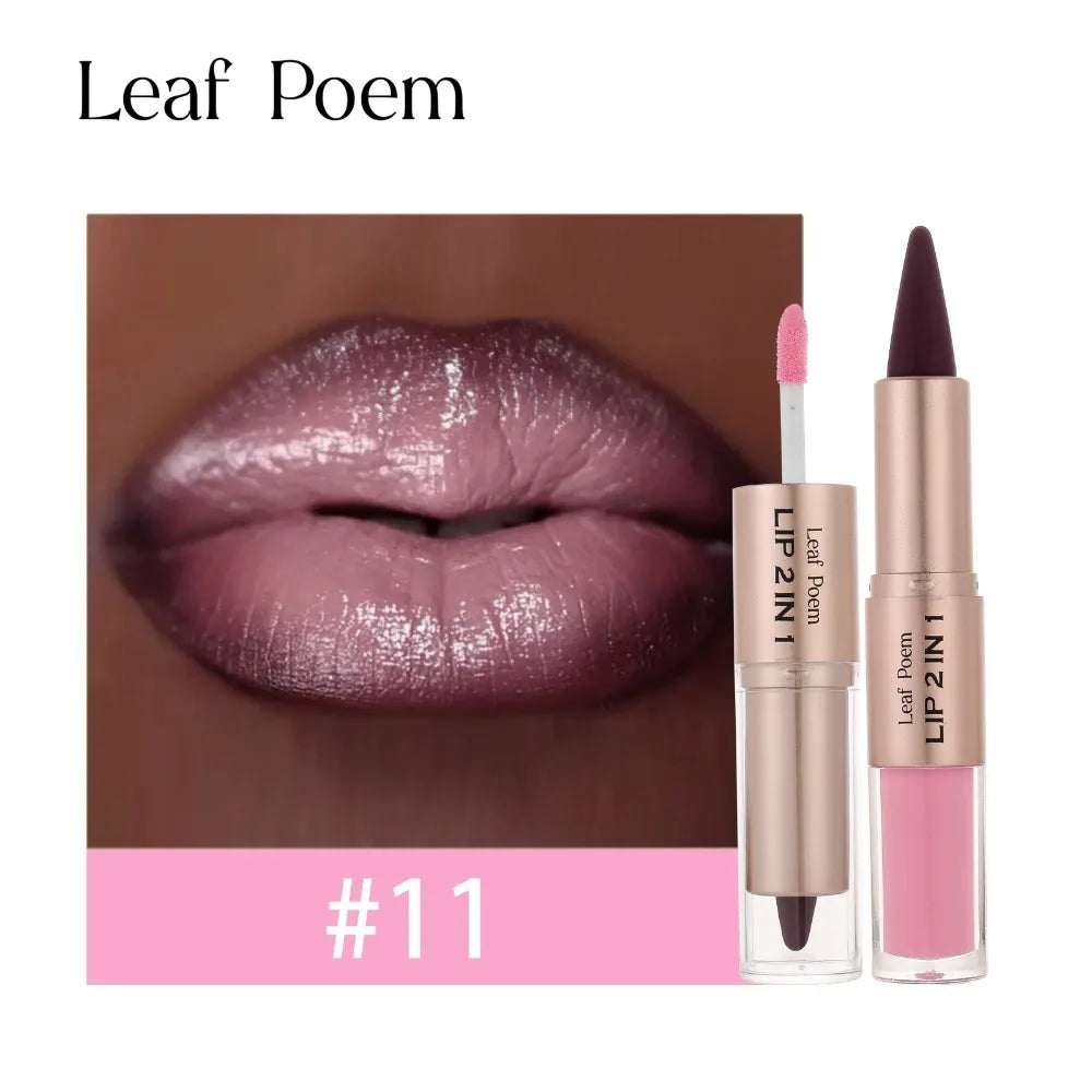 Pink Brown Tapered Lip Liner Contour Pencil Double Head Mirror Plumping Lip Glaze Crystal Lip Gloss Sexy Red Lips Tint Makeup