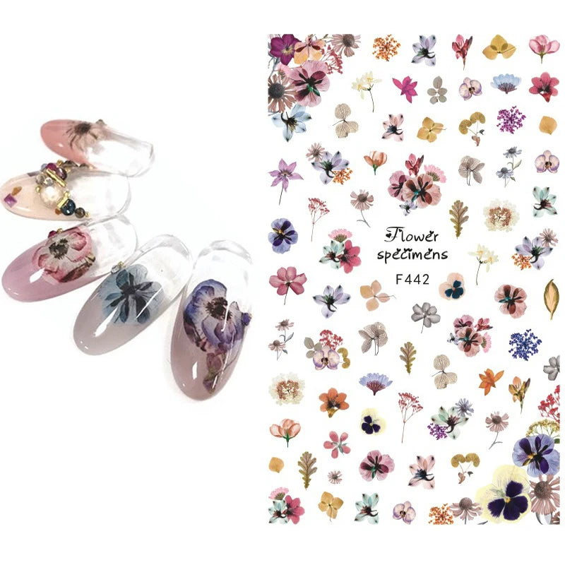 3d Nail Art Decals Geometric Lines Daisy Sunflowers Letters Adhesive Sliders Nail Stickers Decoration For Manicure