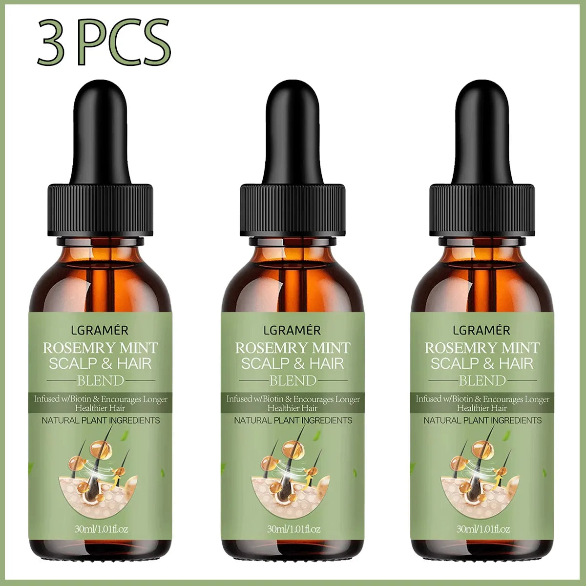 Hair Growth Oil Organic  Peppermint Rosemary Scalp Strengthening Oil Nourishing Care Anti-split Ends and Hair Loss Hair Oil Set