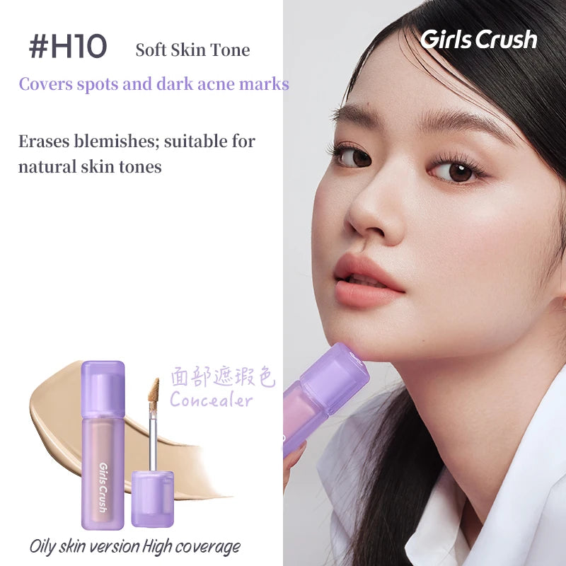 Girlscrush Liquid Concealer  Moisturizing Brightening Conceal Pore Watery Velvet Longlasting Cover Red Streaks Face Oily Skin
