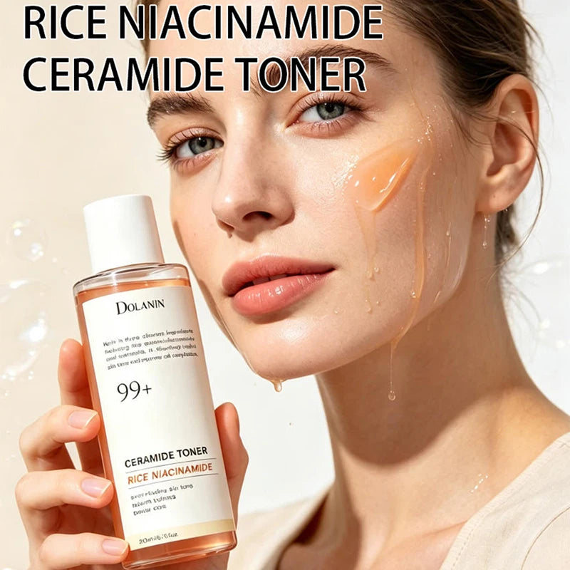 Rice Niacinamide Ceramide Skincare Set,moisturizing Brightening Toner,deeply Moisturizing Repairing Essence For Sensitive Skin