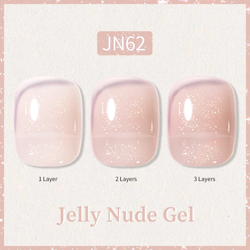 BORN PRETTY 10ml Glitter Pink Nude Jelly Nail Gel Polish Varnis Semi-permanent Sheer Translucent UV LED Soak Off Gel Polish