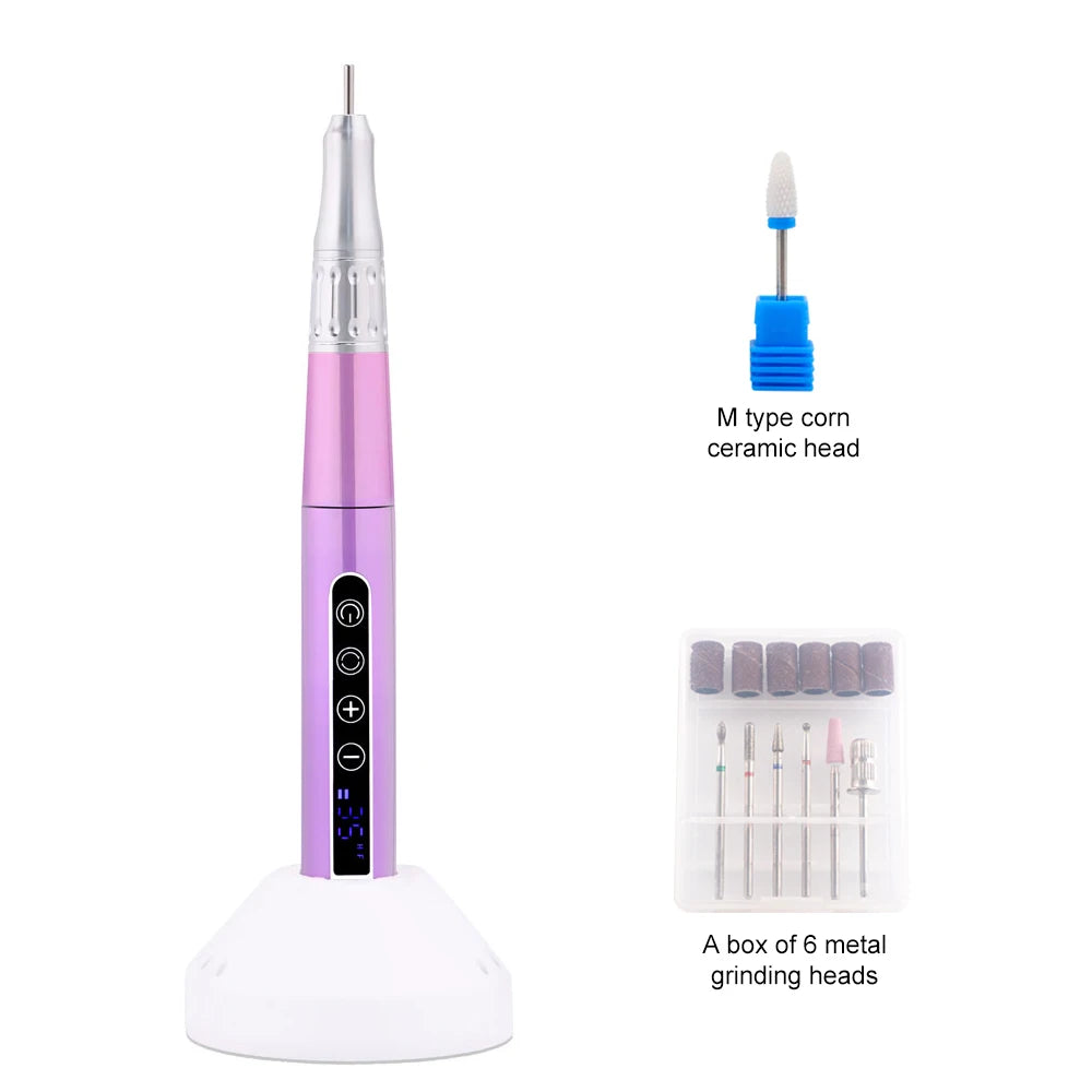 35000RPM Wireless Portable USB Pen Nail Drill Professional Rechargeable Manicure Electric Nail Cuticle File Nail Polisher Tools