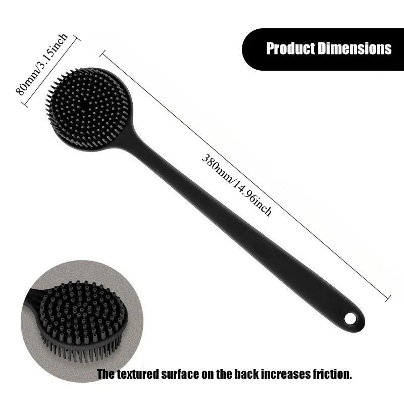 Long Handle Soft Silicone Back Scrubber & Massager Gentle Exfoliating Brush for Deep Cleansing Bath Massage Back Scrubber