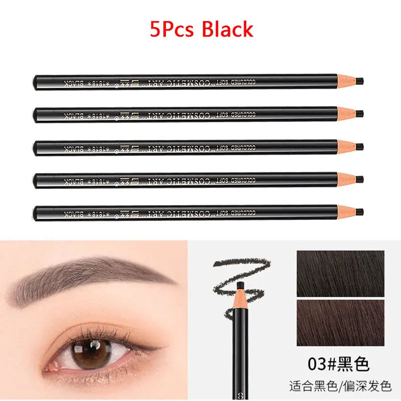 5Pcs Long Lasting Eyebrow Pencil Waterproof Tattoo Pen Eyeliner Black Brown Gray Natural Pull Eye Brow Enhancers Cosmetics Tool