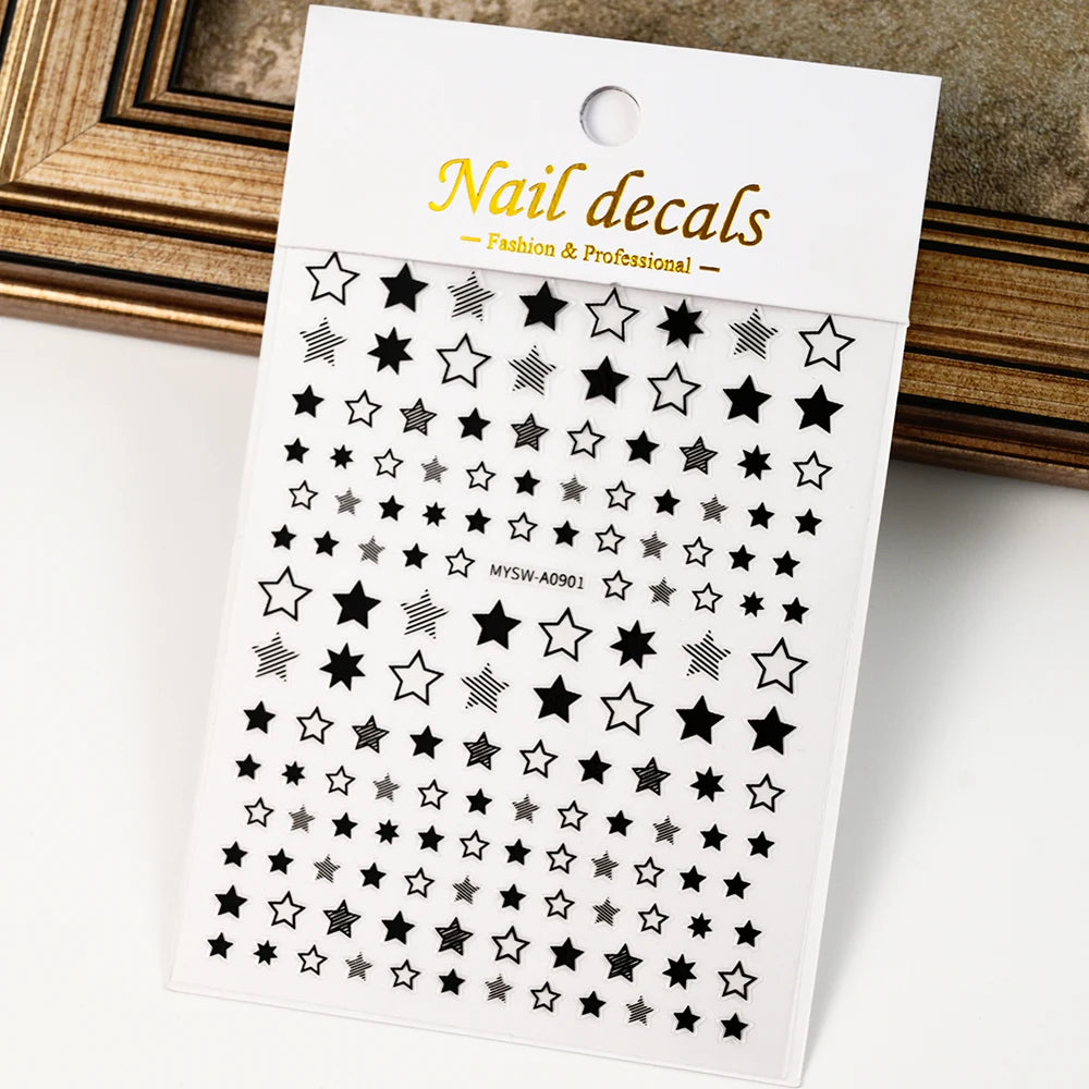 1pcs Star-Themed Nail Art Stickers 3D Self-Adhesive Plastic Decals With Glitter Finish Anime Rectangle Shape Ideal For DIY Nails