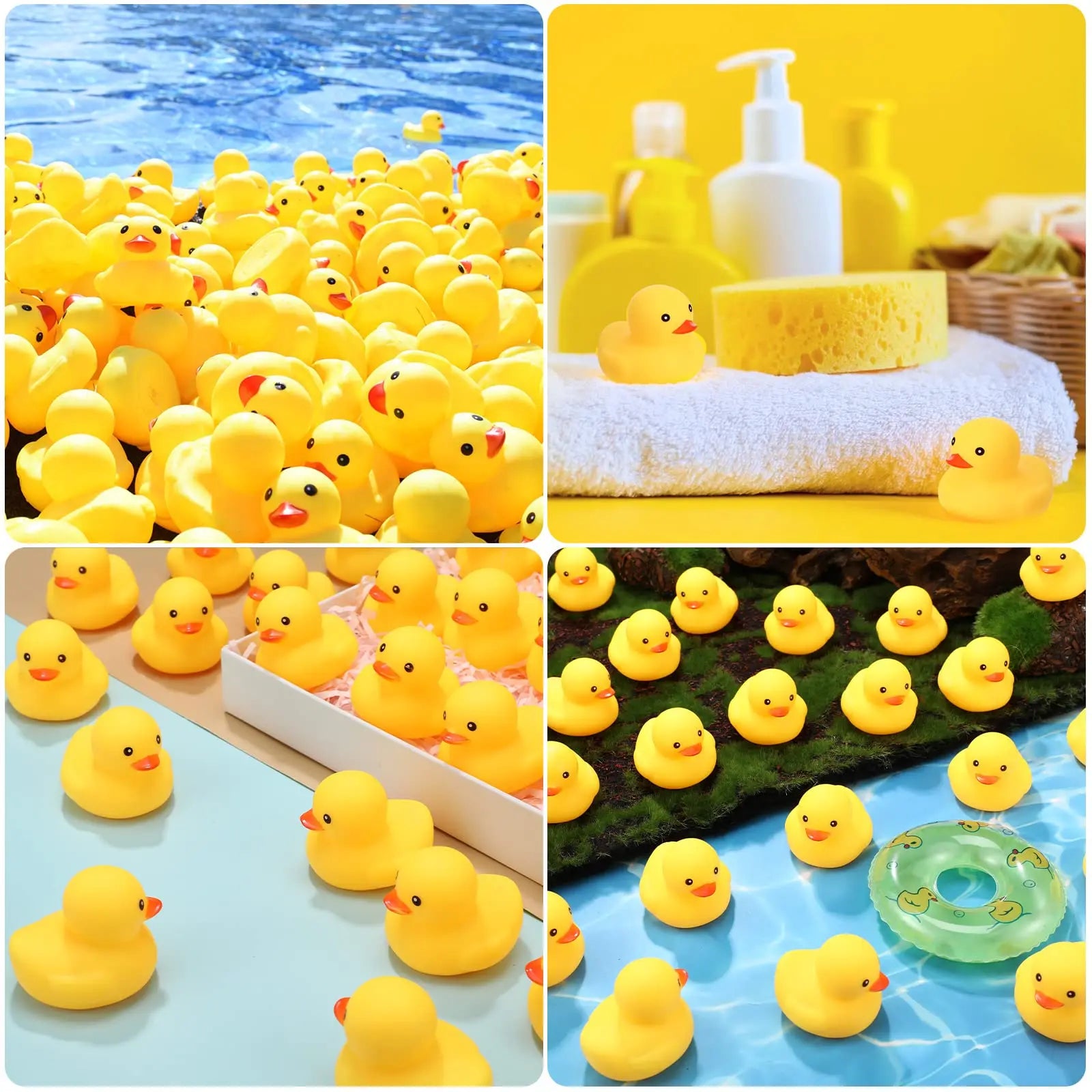 10-200pcs Yellow Rubber Duck Bath Toys, Mini Squeak Ducks Bulk for Tiny Baby Shower Preschool Bathtub Toy Pool Party Supplies