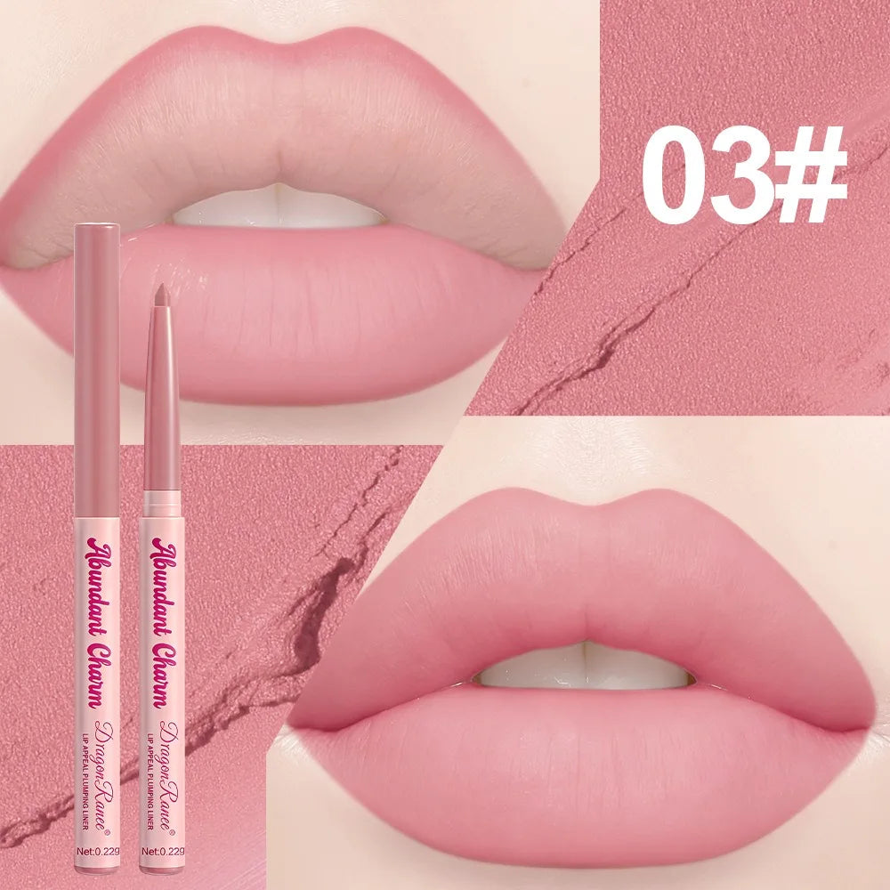 Long-Lasting Waterproof Matte Nude Lip Liner Lisptick Pen High Pigmentation Retractable Smooth Application Makeup Cosmetics