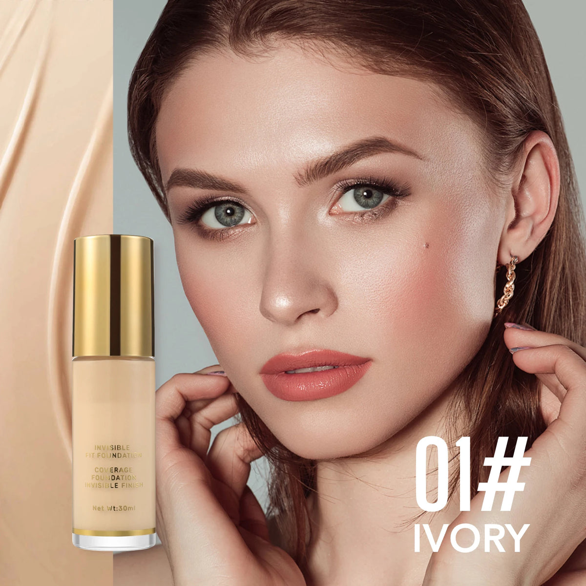 2 Pcs Liquid Foundation 3 Shades 30ml Ea. Natural Lightweight Full Coverage Long-Lasting Oil Control Concealer Base Makeup for All Skin Types