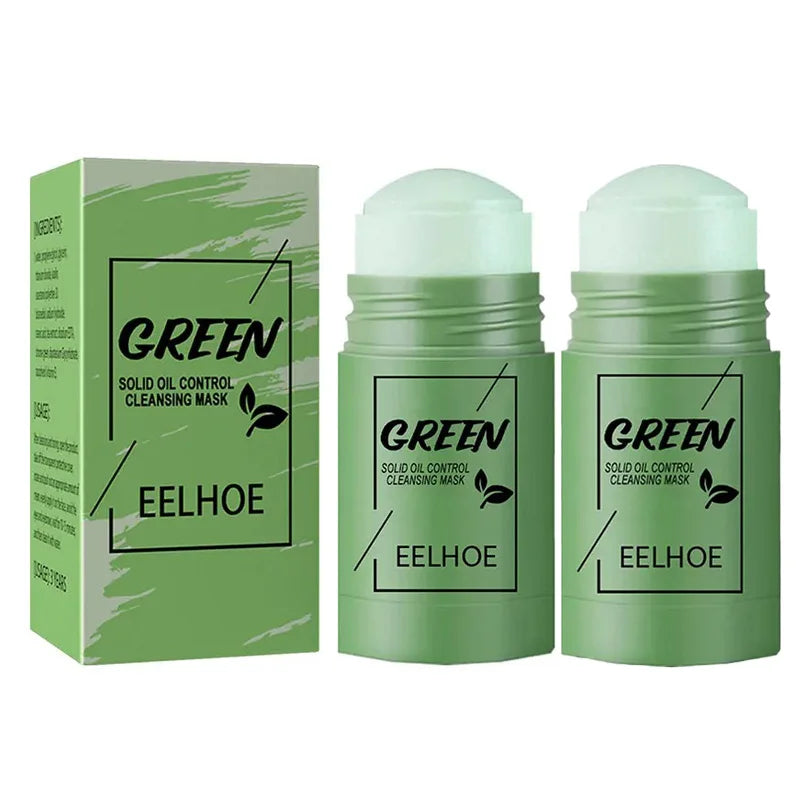 Face Clean Mask Green Tea Stick Deep Cleansing Mud Film Oil Control Remove Blackheads Pores Shrink Beauty Skin Set for Travel