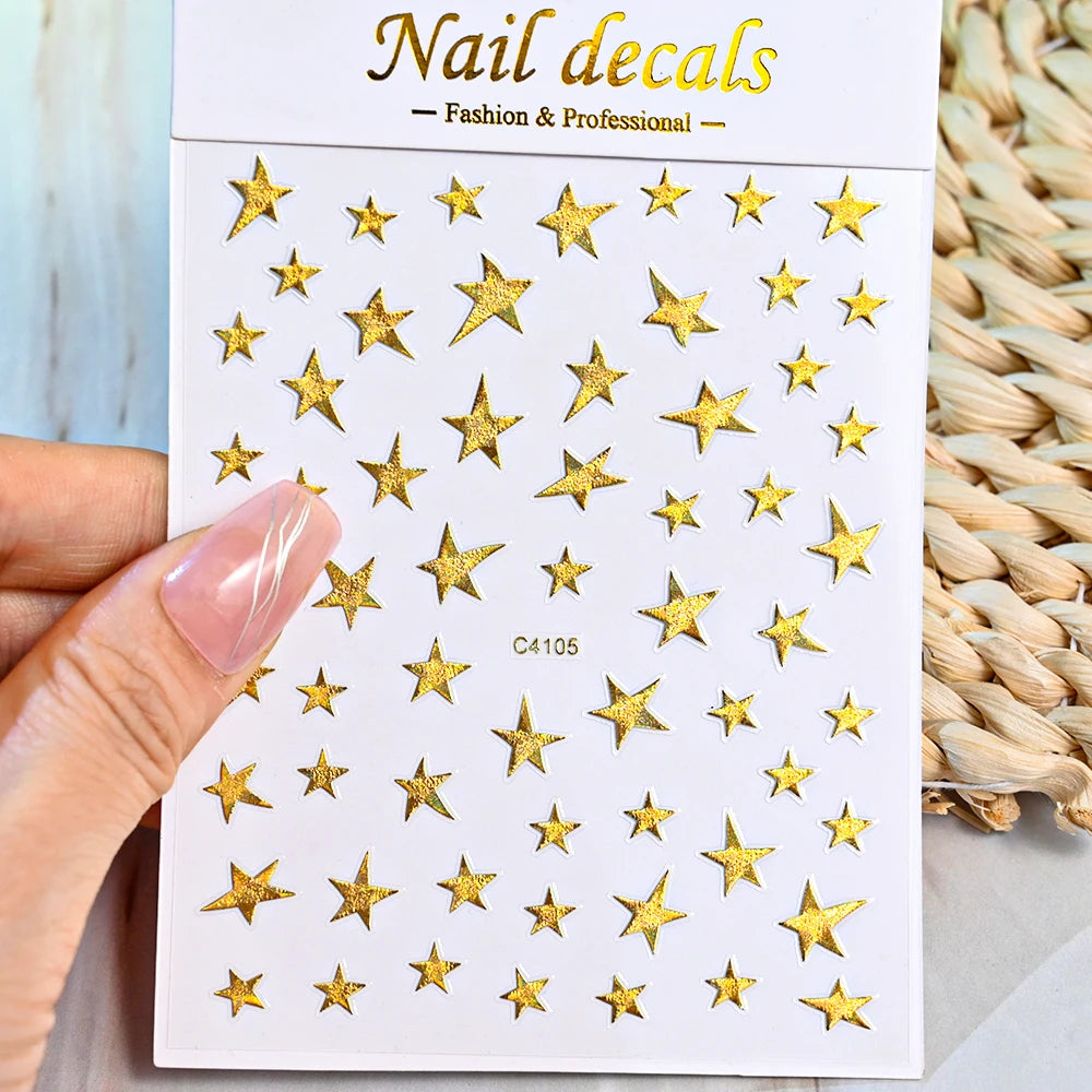 1pcs Star-Themed Nail Art Stickers 3D Self-Adhesive Plastic Decals With Glitter Finish Anime Rectangle Shape Ideal For DIY Nails