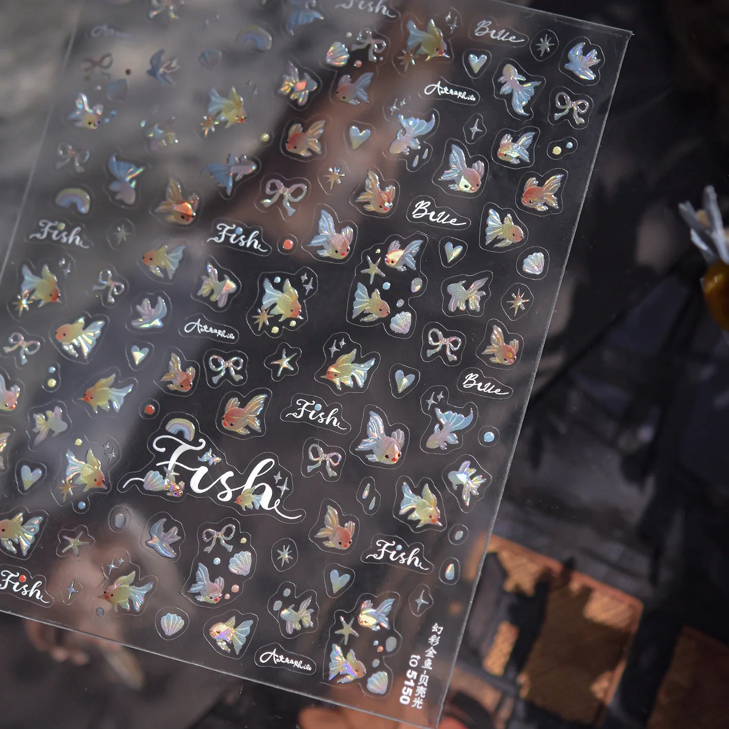 5D Rich Goldfish Nail Stickers Lotus Carp Ribbons Nail Art Appliqués Handmade Creative Nail Art Decorations