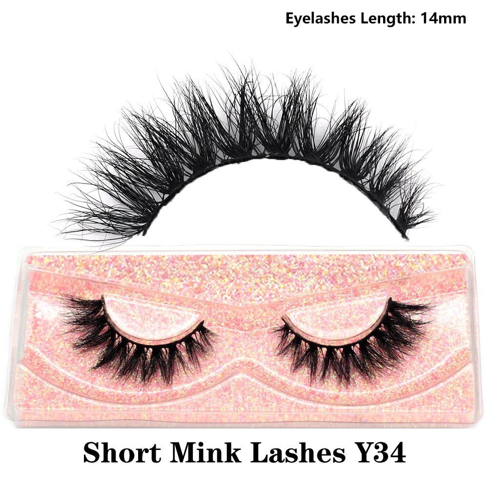FOXESJI Real Mink Fluffy Short Eye Lashes Extension Wispy Soft Natural Short False Eyelashes Daily Wear Full Strip Lashes Makeup