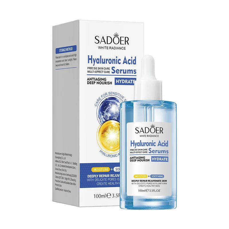 100ml SADOER Hyaluronic Acid Facial Serum Face Anti Wrinkle Whitenting Hydrating Essence Beauty Skin Care