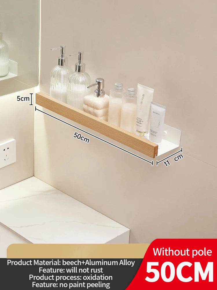 Wood Aluminum Waterproof for Bathroom Shelf Shelves Shampoo Makeup Storage Holder Accessories Kitchen Sorage Bath Accessories