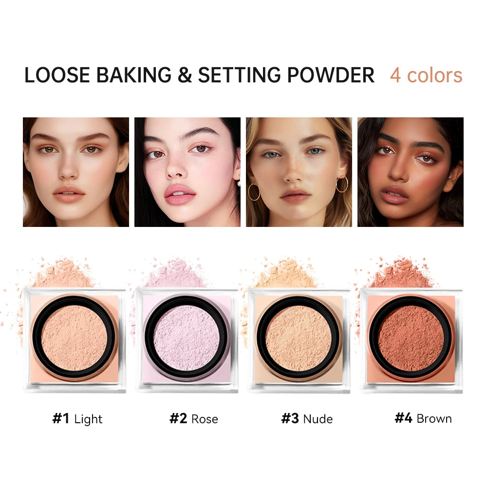 Loose Baking and Setting Powder Easy Bake Matte Finish Oil Control Blurring Effect Long Lasting Waterproof Cosmetics