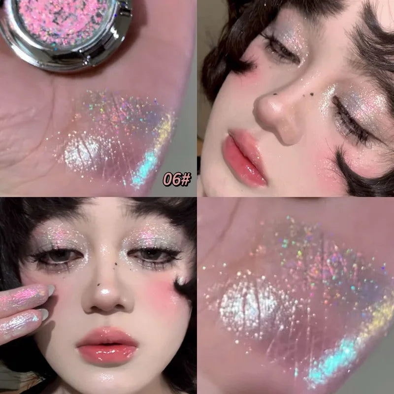 3D Butterfly Embossing Chameleon Eyeshadow Monochrome High-pigment Metallic Gradient  Shiny Glitter Blue Highlighter Eyes Makeup