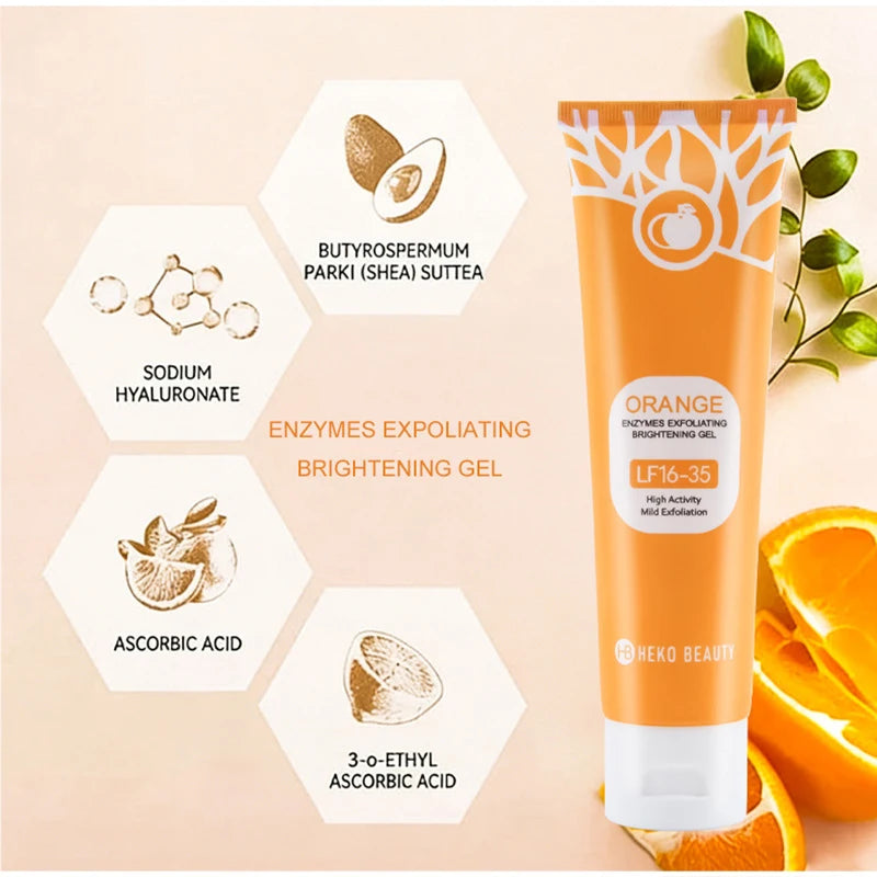 Orange Exfoliating Brightening Gel,Face Body Moisturizing Peeling Scrub,Deep gentle Cleaning Pores,Remove Blackheads Exfoliator