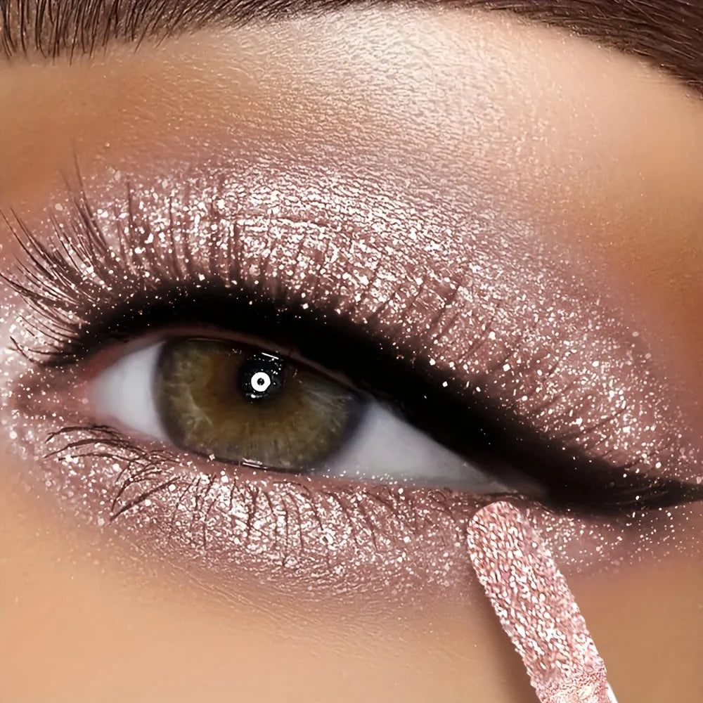 Metallic Glitter Liquid Eyeshadow, Thin Light Texture, Waterproof Non-Smudge, Long Wear Party Eye Makeup
