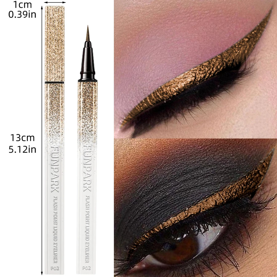 1PC Flash Liquid Eyeliner Pen Durable Shiny Waterproof Colored Liquid Eyeliner Eye Korean Makeup for Women Gift Brown Cosmetics