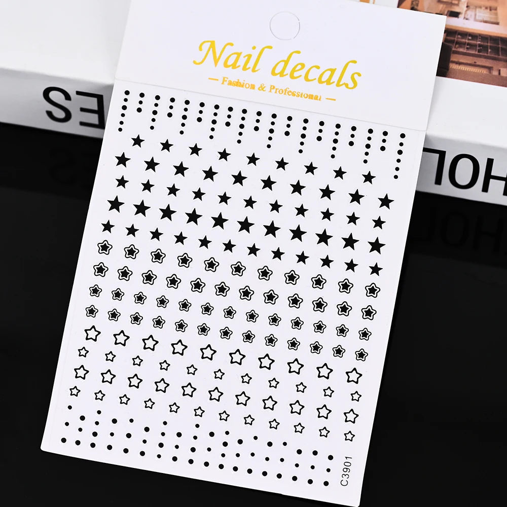 1pcs Star-Themed Nail Art Stickers 3D Self-Adhesive Plastic Decals With Glitter Finish Anime Rectangle Shape Ideal For DIY Nails