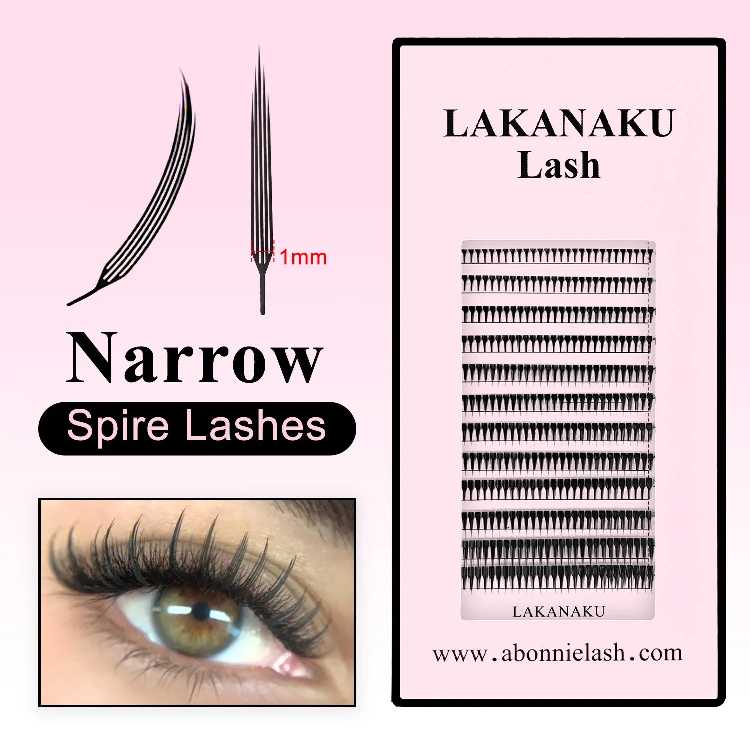 Lakanaku Narrow Spire Eyelashes Extension Anime Lashes Premade Manga Style Feather Lightweight Premade Fans Extension for Makeup