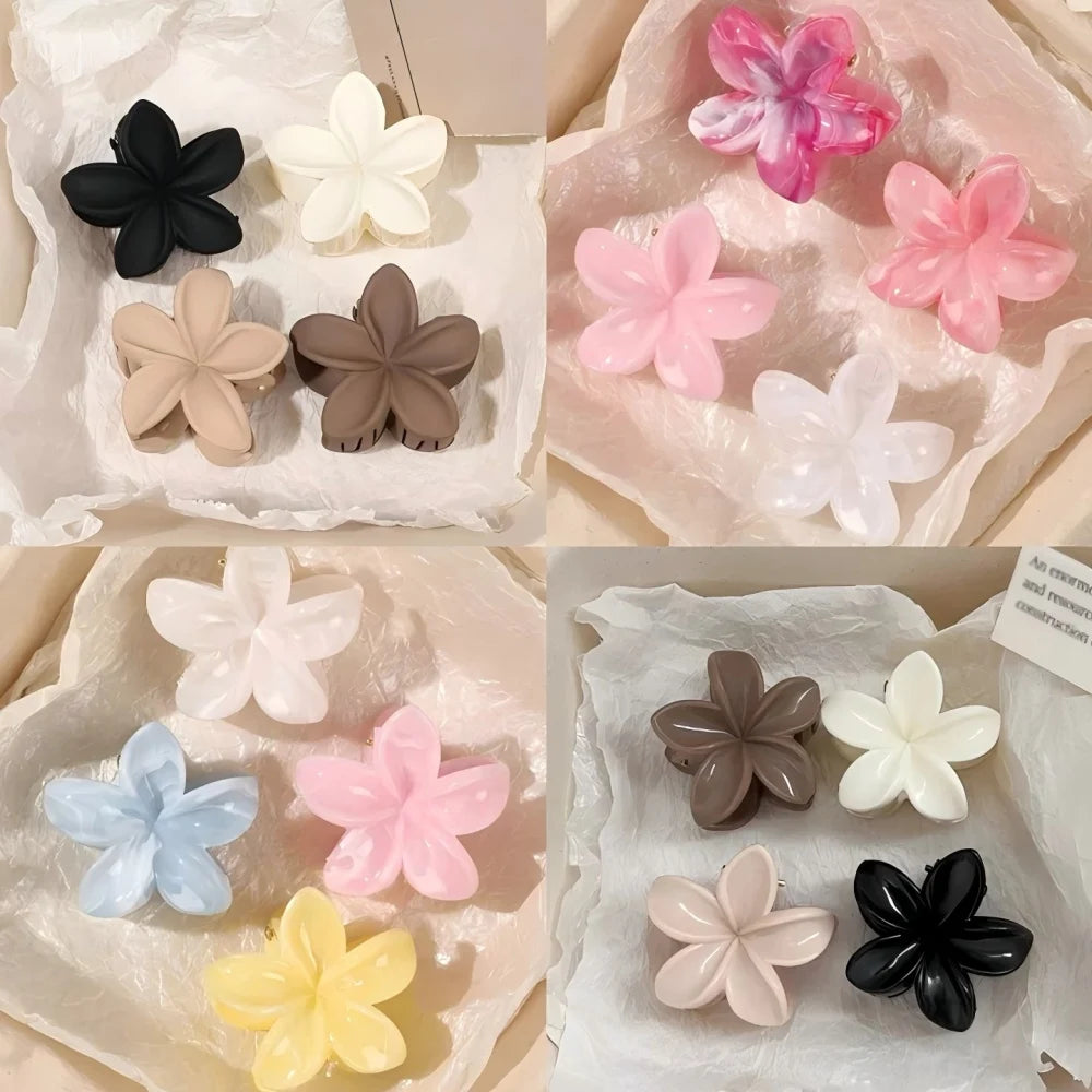 4Pcs Multicolor Flower Hair Claw Clips for Women Girls Nonslip Cute Fashion Hair Accessories Small Hairpin Crab Barrette Style