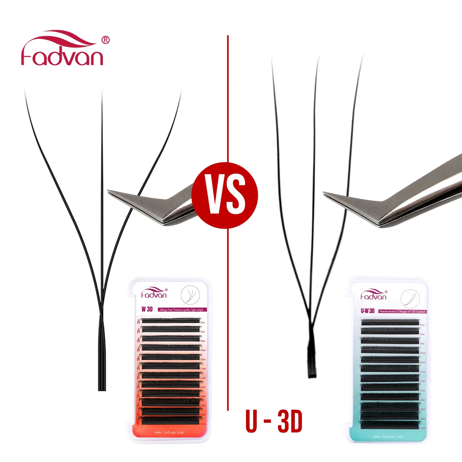 FADVAN U Shape 3D/4D/5D/YY Eyelashes Extension Light Soft Waterproof Fake Lashes Premade Volume Natural Wispy False Lash