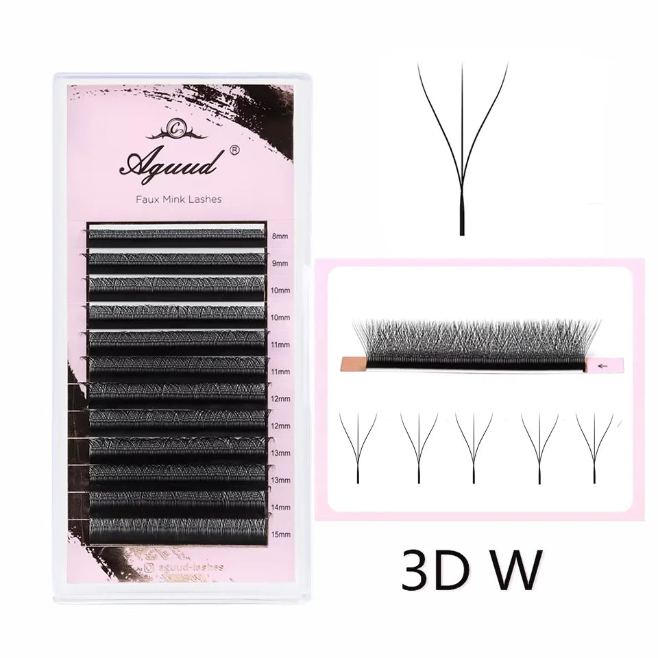 NEW L M Brown 3D Fairy Lashes 3D W Sandwich Hand Woven Premade Fans 3D Spike Clover Lashes Three-Core W Shaped Eyelash Extension