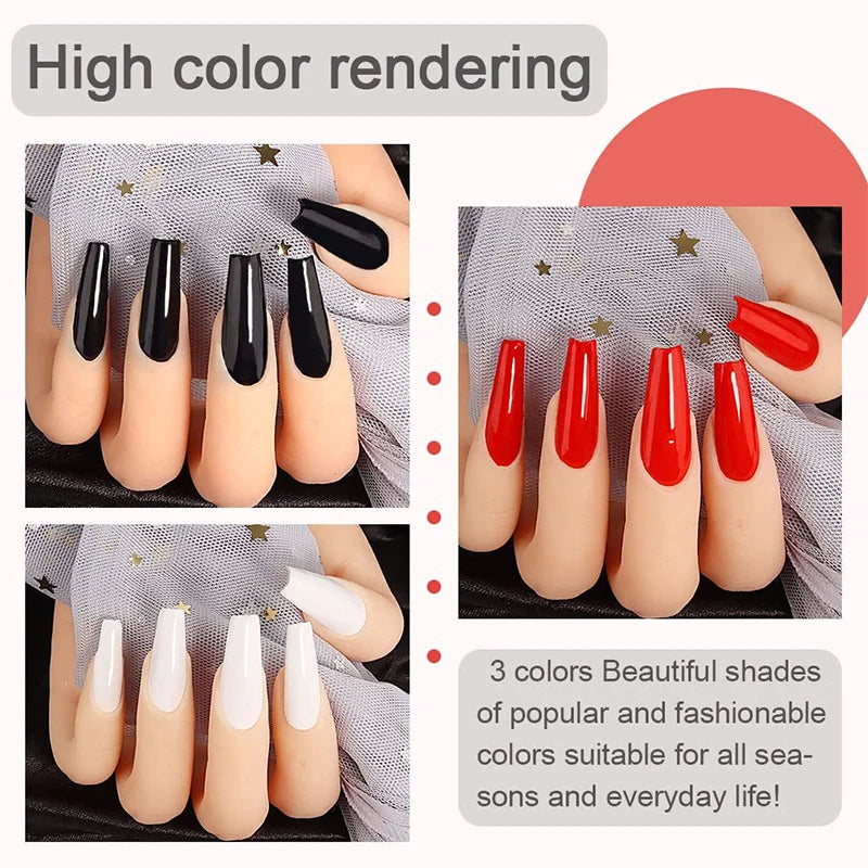 15ml Classic Gel Nail Polish, Vibrant Black,White Red Shades Varnish Easy Soak Off UV LED Nail Gel for Home Salon & DIY Nail Art